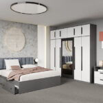 Set dormitor Alb cu Gri - Dallas - C33