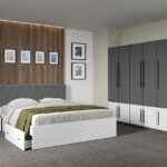 Set dormitor Gri Antracit cu Alb fara comoda - Sidney - C42