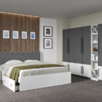 Set dormitor Gri Antracit cu Alb fara comoda - Sidney - C44