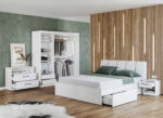 Set dormitor alb pat tapitat - Blanco - Configuratia 4 - imagine 2