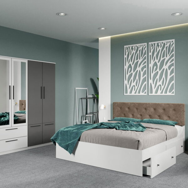 Set dormitor complet Alb-Gri - Madrid - C107