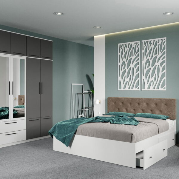 Set dormitor complet Alb-Gri - Madrid - C111