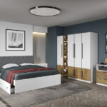Set dormitor complet Alb cu Flagstaff Oak - Sidney - C23