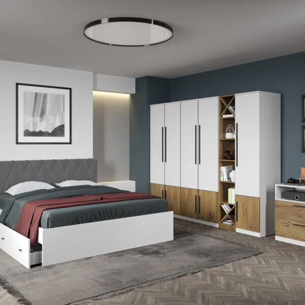 Set dormitor complet Alb cu Flagstaff Oak - Sidney - C39