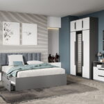 Set dormitor complet Alb cu Gri - Dallas - C17