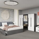 Set dormitor complet Alb cu Gri - Dallas - C34