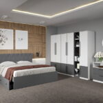 Set dormitor complet Alb cu Gri - Sidney - C35