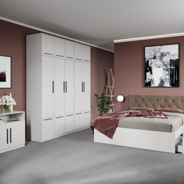 Set dormitor complet Alb cu comoda - Madrid - C54