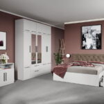 Set dormitor complet Alb cu comoda - Madrid - C56
