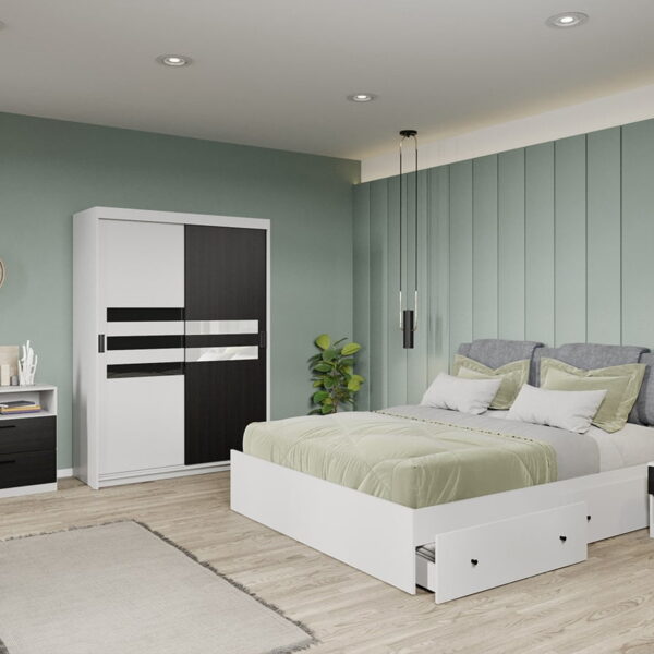 Set dormitor complet Ferrara+Alb - Glass - C15