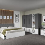 Set dormitor complet Gri Antracit cu Alb - Sidney - C43
