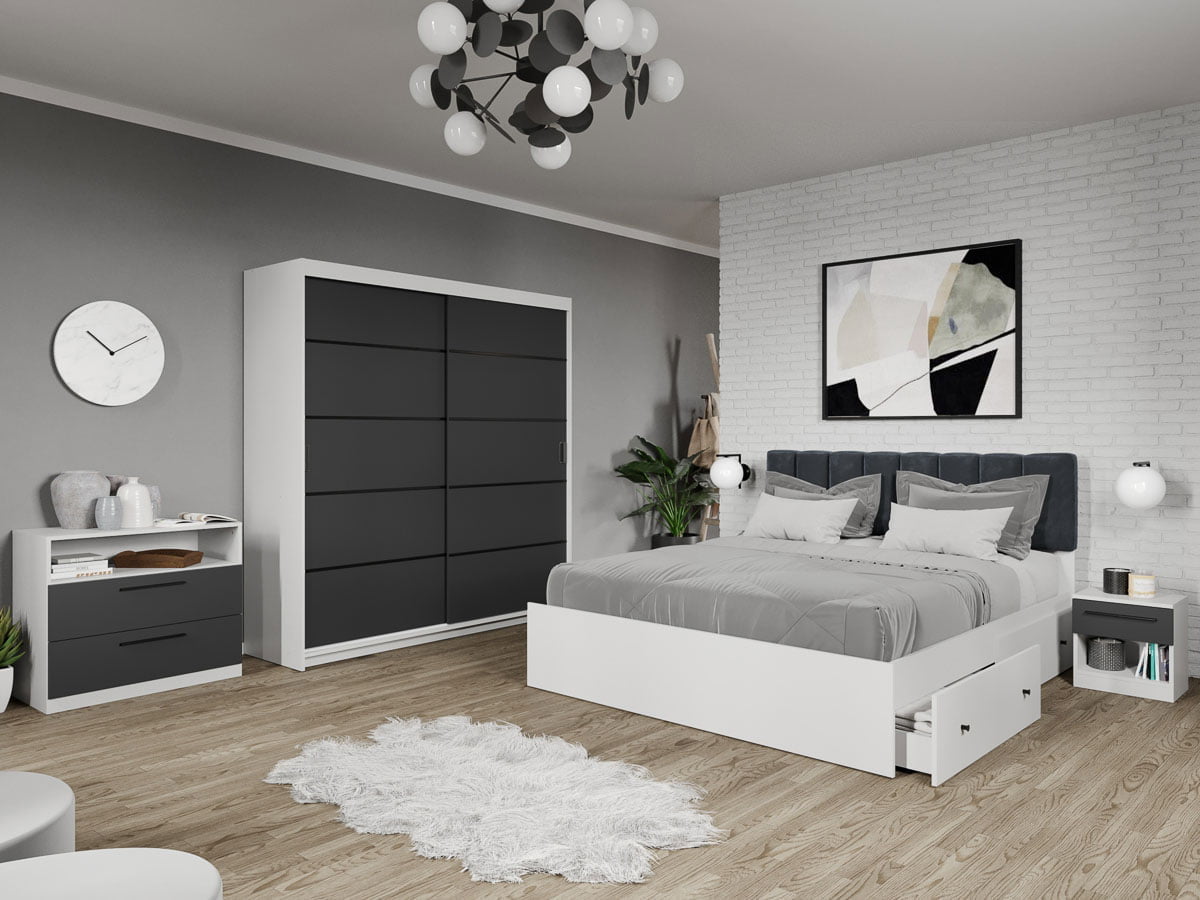 Set dormitor complet Gri - Elis - C7 Set dormitor complet Gri - Elis - C7