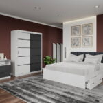 Set dormitor complet Gri cu Alb- Elis - C21