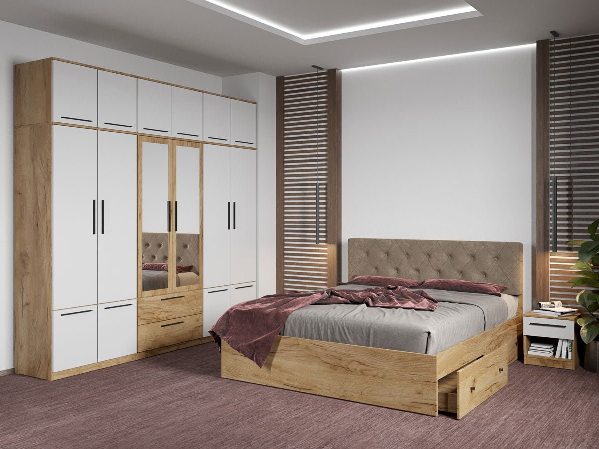 Set dormitor complet Stejar Auriu - Madrid - C95 Set dormitor complet Stejar Auriu - Madrid - C95