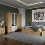 Set dormitor complet Stejar Auriu cu comoda - Acapulco - C32