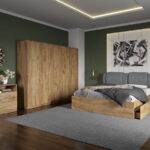 Set dormitor complet Stejar Auriu cu comoda - Acapulco - C38