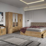 Set dormitor complet Stejar Auriu cu comoda - Madrid - C20