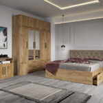 Set dormitor complet Stejar Auriu cu comoda - Madrid - C24