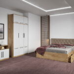 Set dormitor complet Stejar Auriu cu comoda - Madrid - C70