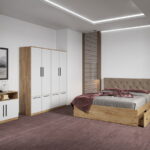 Set dormitor complet Stejar Auriu cu comoda - Madrid - C74
