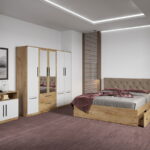 Set dormitor complet Stejar Auriu cu comoda - Madrid - C84