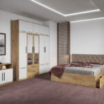 Set dormitor complet Stejar Auriu cu comoda - Madrid - C88