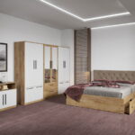 Set dormitor complet Stejar Auriu cu comoda - Madrid - C94