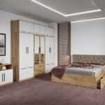 Set dormitor complet Stejar Auriu cu comoda - Madrid - C96