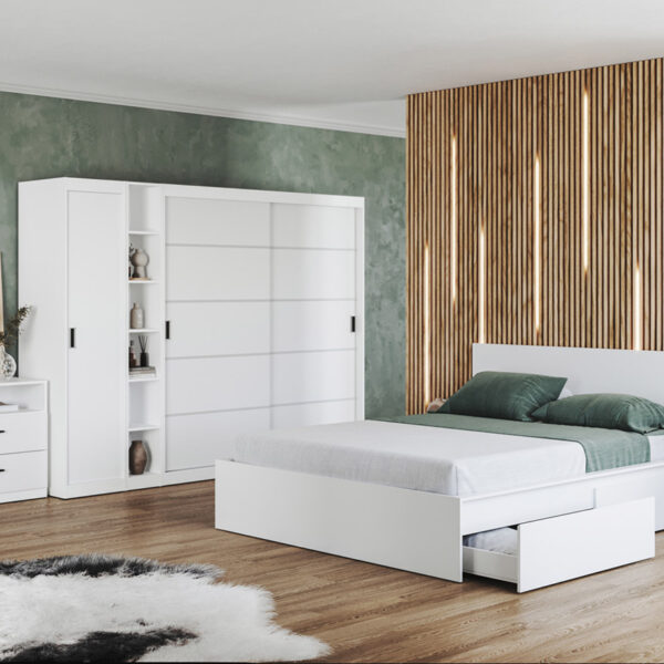 Set mobila dormitor alb complet - Blanco - Configuratia 7