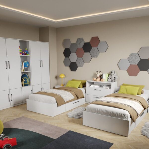 Set Mobila Dormitor Copii cu 2 Paturi Tineret Mihai C19