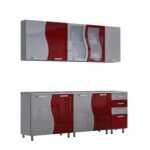 BUCATARIE CIP S MDF ROSU METALIZAT 2M - imagine 2
