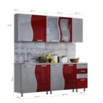 BUCATARIE CIP S MDF ROSU METALIZAT 2M - imagine 3