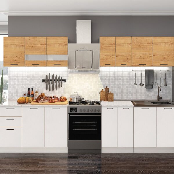 BUCATARIE DUSEA 2.6M RO ALB+STJ AUR K003