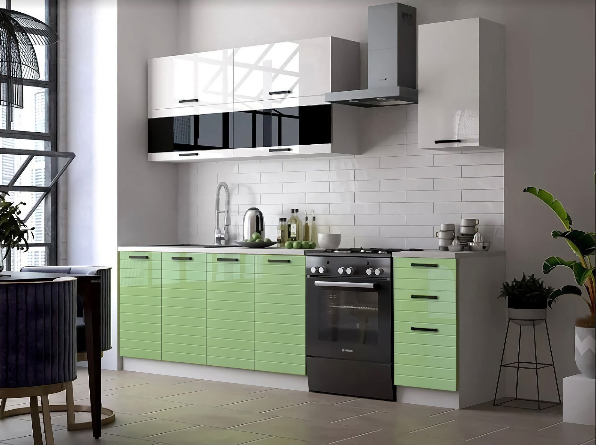 BUCATARIE TEHNO-3 MDF 2.0M VERDE LUCIOS