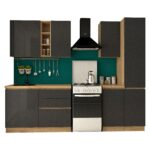 Bucatarie Chelsea 2m, 200x60x215 cm, stejar k003/antracit - imagine 4