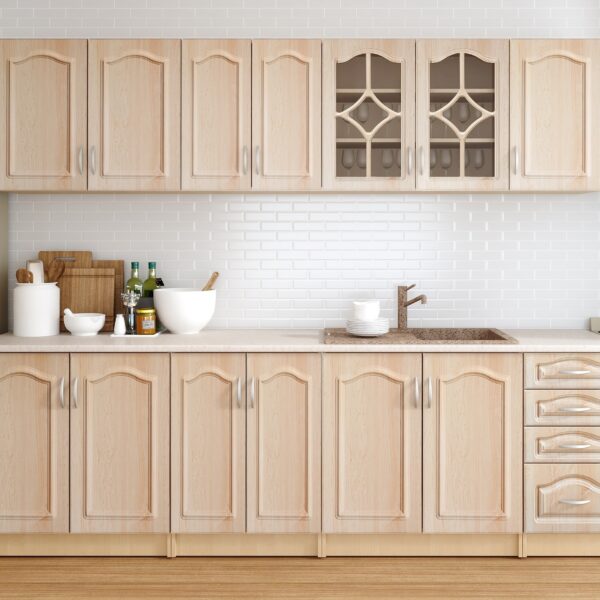 Bucatarie Olea Mebel 2.6m MDF mesteacan cu blat intreg