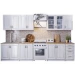 Bucatarie Provence MDF 2.6m alb fibrat, blat intreg - imagine 3