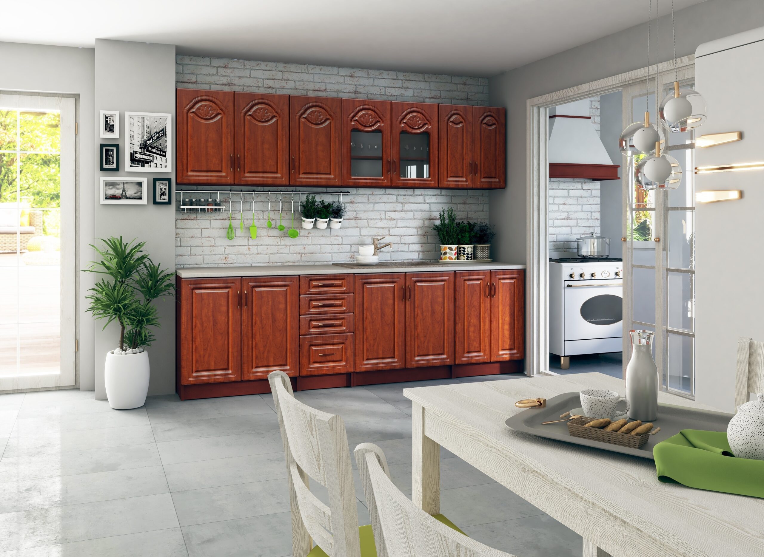 Bucatarie TIULPAN MDF 2.6M CALVADOS CU BLAT INTREG