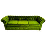 Canapea Extensibila Chesterfield, 250x100x75cm, 3 locuri, Velutto 09 Olive, Glasspandoor - imagine 6