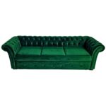 Canapea Extensibila Chesterfield, 250x100x75cm, 3 locuri, Velutto 10 Dark Green, Glasspandoor - imagine 6