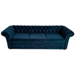 Canapea Extensibila Chesterfield, 250x100x75cm, 3 locuri, Velutto 25 Navy, Glasspandoor - imagine 6