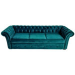 Canapea Extensibila Chesterfield, 250x100x75cm, 3 locuri, Velutto 36 Peacock, Glasspandoor - imagine 6