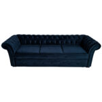 Canapea Extensibila Chesterfield, 250x100x75cm, 3 locuri, Velutto 37 Deep Blue, Glasspandoor - imagine 6