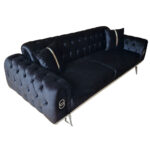 Canapea Extensibila Sahra, 190x100x75cm, 2 locuri, Luna V-23 Dark Grey, Glasspandoor - imagine 6