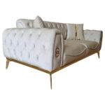Canapea Extensibila Sahra, 190x95x75cm, 2 locuri, Baby Face V-01 Beige, Glasspandoor - imagine 7