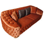 Canapea Fixa Okyanus, 250x100x75cm, 3 locuri, Luna V-08 Orange, Glasspandoor - imagine 6