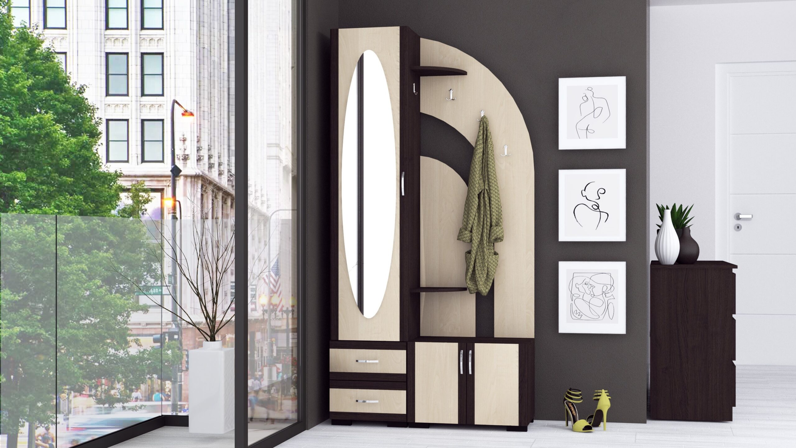 Cuier Thomas Wenge+Mesteacan Cuier Thomas Wenge+Mesteacan