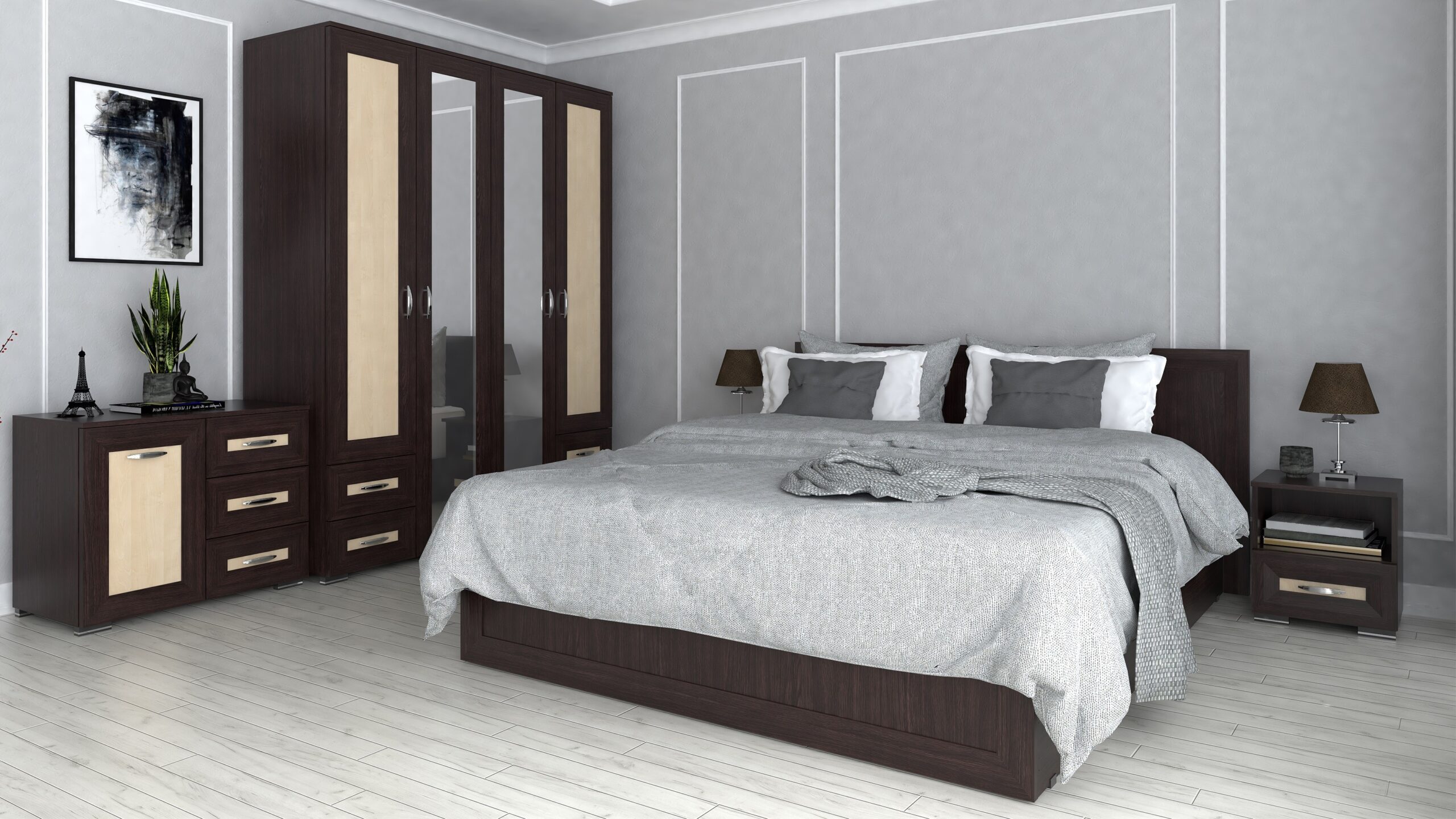 DORMITOR PALERMO WENGE+MESTEACAN