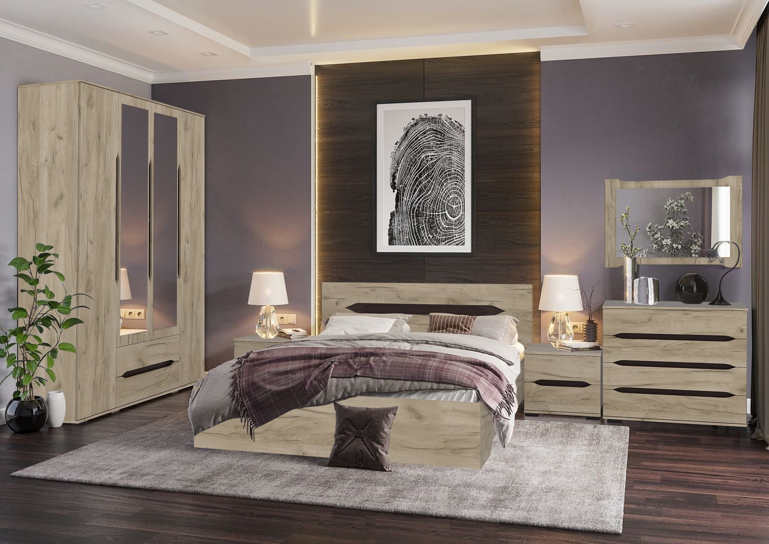 DORMITOR VALENCIA DULAP 4 USI STEJAR K002