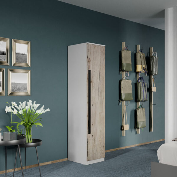 Dulap dormitor Alb/Lemn Riveri C01